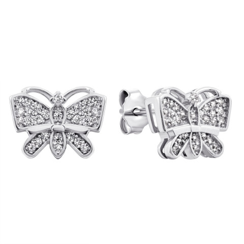 Срібні пусети Метелики з фіанітами (GE0369-01)