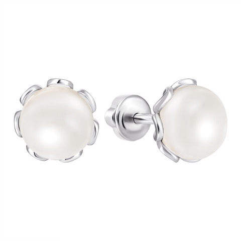 Срібні пусети з перлами (2279/9р-PWT)