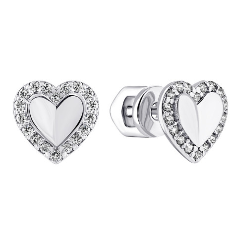 Срібні пусети Серце з фіанітами (СВ1832)