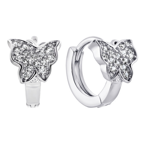 Срібні сережки Метелик з фіанітами (1EA82264-E/12/1)