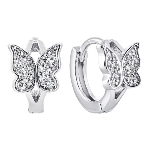 Срібні сережки Метелики з фіанітами (1EA82353-E/12/1)