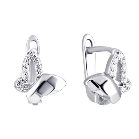 Срібні сережки Метелики з фіанітами (1EA93814)