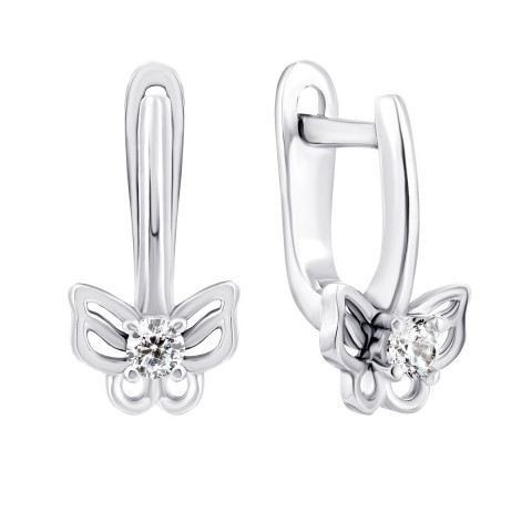 Срібні сережки Метелики з фіанітами (2271/1р-CZ)