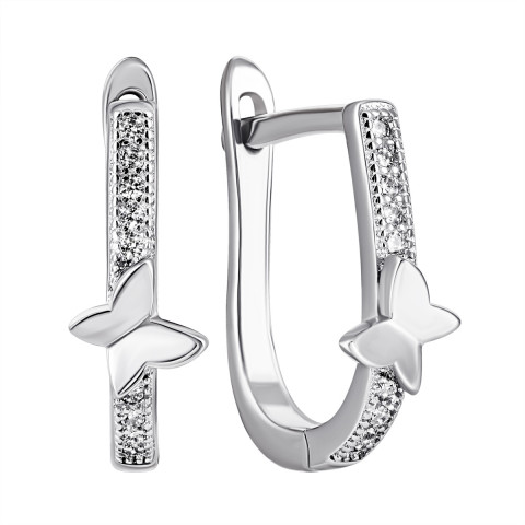 Срібні сережки Метелики з фіанітами (СК2Ф/1097)