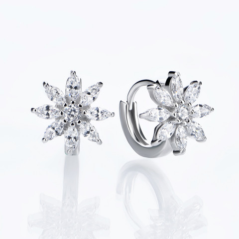 Срібні сережки Квіти з фіанітами (1EA81936)