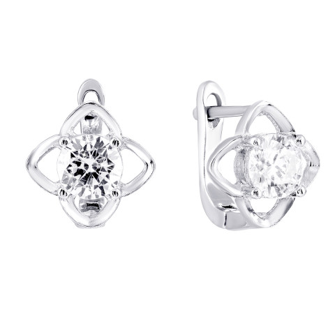 Срібні сережки Квіти з фіанітами (2E21010)
