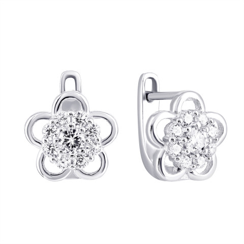 Срібні сережки Квіти з фіанітами (2E24811)