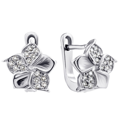 Срібні сережки Квіти з фіанітами (7EA92808)