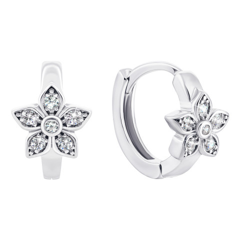 Срібні сережки Квіти з фіанітами (FB553)