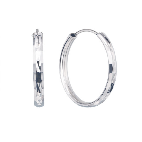 Срібні сережки-конго з алмазною гранню (1EA76326-E/12)