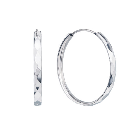 Срібні сережки-конго з алмазною гранню (1EA76327/5-E)
