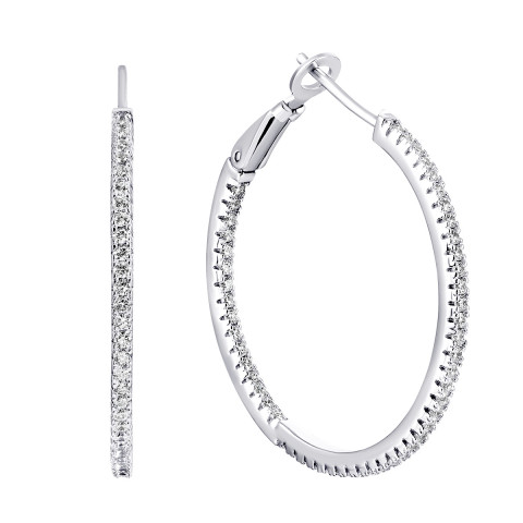 Срібні сережки-конго з фіанітами (С2Ф/168А)