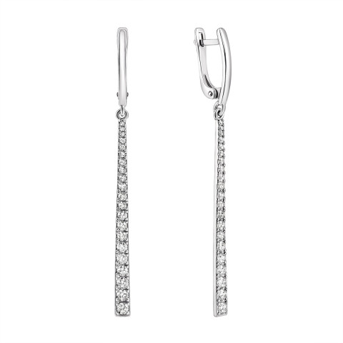 Срібні сережки-підвіски з фіанітами (920133б)