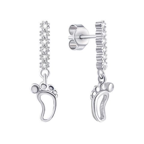 Срібні сережки-підвіски Ніжки з фіанітами (1EA92548)