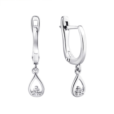 Срібні сережки-підвіски з діамантами (СД-012р)