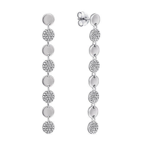 Срібні сережки-підвіски з фіанітами (CE6113)