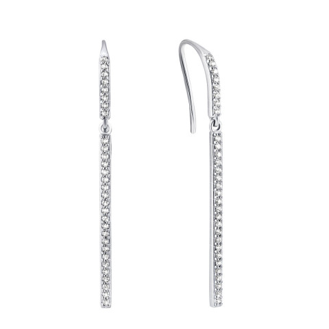 Срібні сережки-підвіски з фіанітами (ЛК-0129р)