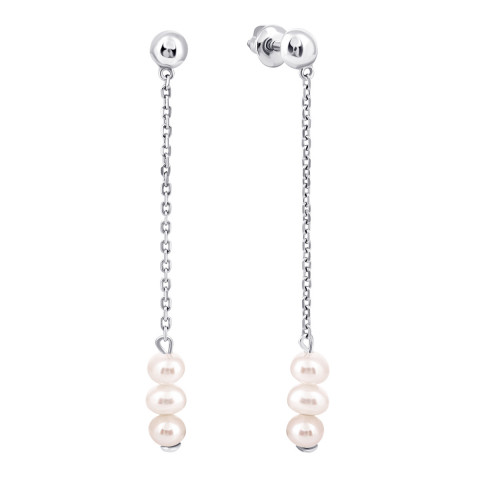Срібні сережки-підвіски з перлами (2339/1р-PWT)