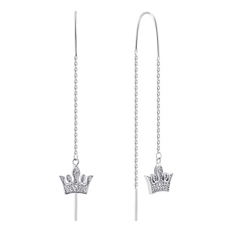 Срібні сережки-протяжки Корона (продевки) (1EA99249)