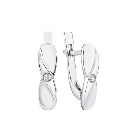 Срібні сережки з діамантами (VZ0079R-BR)