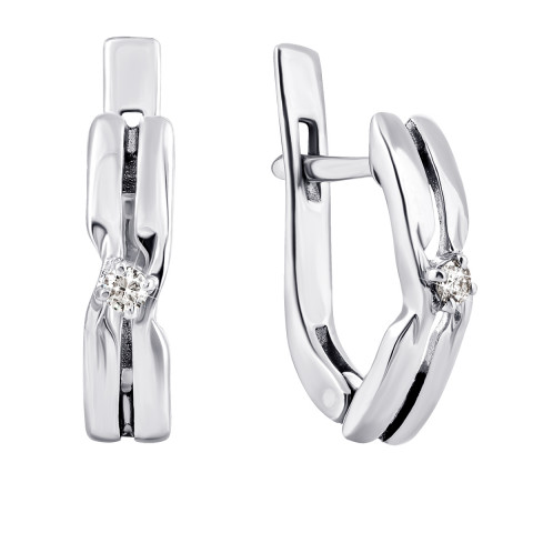 Срібні сережки з діамантами (0160R-BR)
