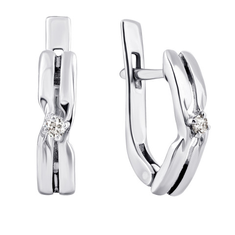 Срібні сережки з діамантами (VZ0160R-BR)