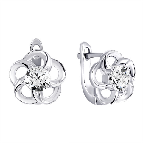 Срібні сережки Квітка з фіанітами (2E21014)
