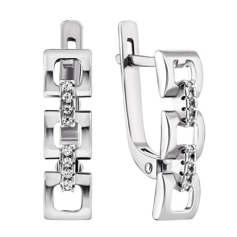 Срібні сережки з фіанітами (82092б)