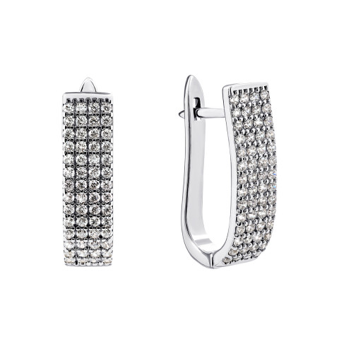 Срібні сережки з фіанітами (ЛК-0076р)
