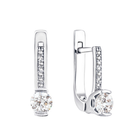 Срібні сережки з фіанітами (ЛК-0126р)