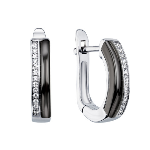 Срібні сережки з керамікою і фіанітами (СК2ФК/1000)