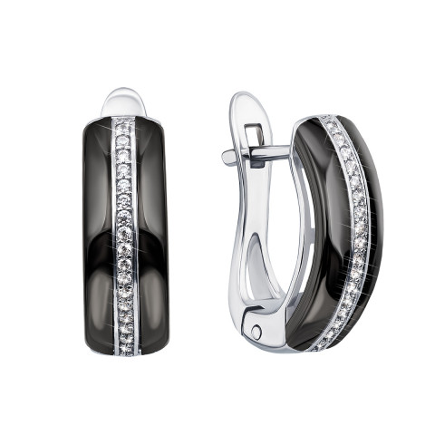 Срібні сережки з керамікою і фіанітами (СК2ФК/1003)