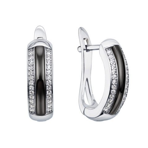 Срібні сережки з керамікою і фіанітами (СК2ФК/1004)