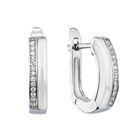 Срібні сережки з керамікою і фіанітами (СК2ФК1/1000)