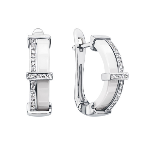 Срібні сережки з керамікою і фіанітами (СК2ФК1/1001)