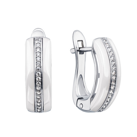 Срібні сережки з керамікою і фіанітами (СК2ФК1/1003)