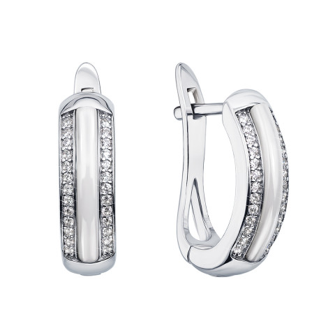 Срібні сережки з керамікою і фіанітами (СК2ФК1/1004)