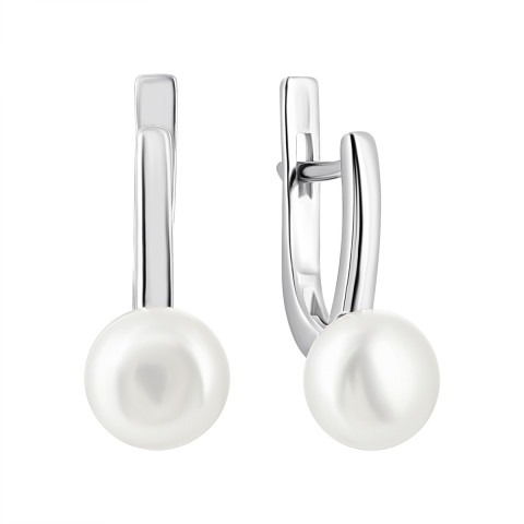 Срібні сережки з перлами (2444/1р-PWT)