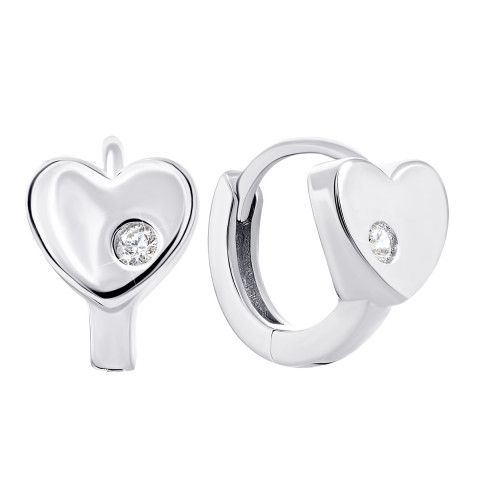 Срібні сережки Серця з фіанітами (TE4005)