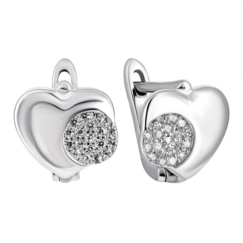Срібні сережки Серце з фіанітами (1EA83096)