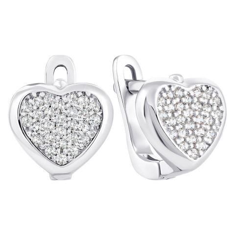 Срібні сережки Серце з фіанітами (2254/1р-CZ)