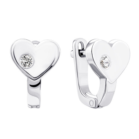 Срібні сережки Серце з фіанітами (2266/1р-CZ)