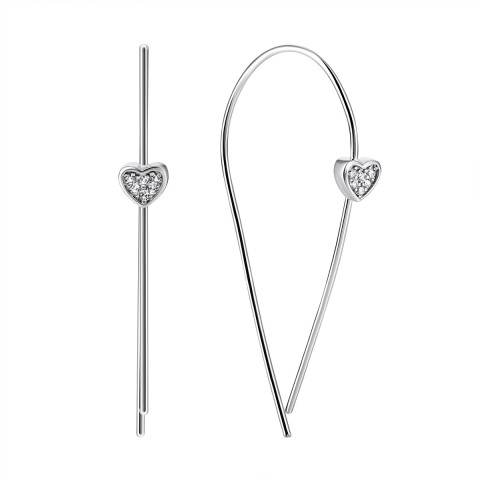 Срібні сережки Серце з фіанітами (С2Ф/1420)