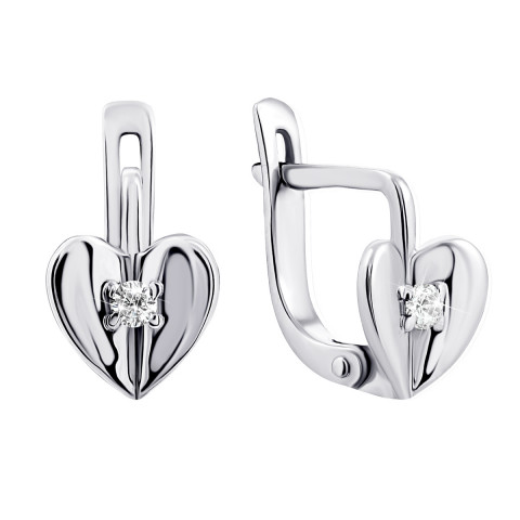 Срібні сережки Серце з фіанітами (СВ1702)