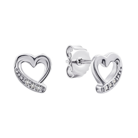 Срібні сережки Серце з фіанітами (TE4245)