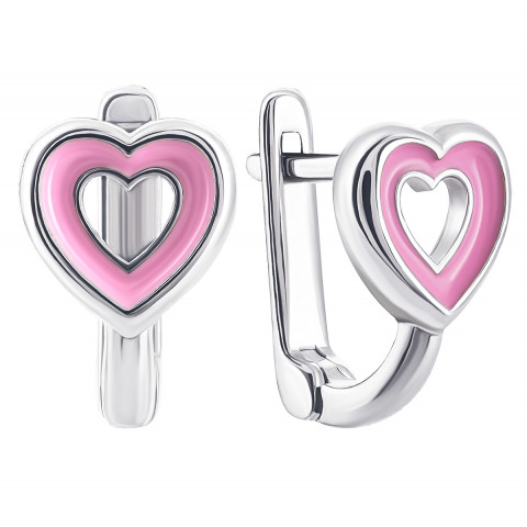 Срібні сережки Серце з емаллю (500231-СРЭрож)