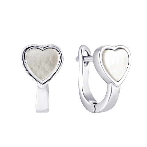 Срібні сережки Серце з перламутром (2E30290)