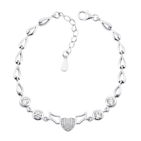 Срібний браслет Серце з фіанітами (1BR65046-B)