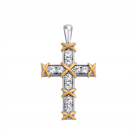 Срібний хрестик з фіанітами (500874-Кр.РЗ л.к)