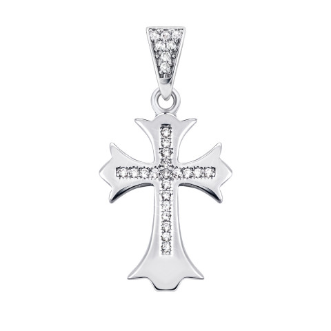 Срібний хрестик з фіанітами (ЛК-0115р)